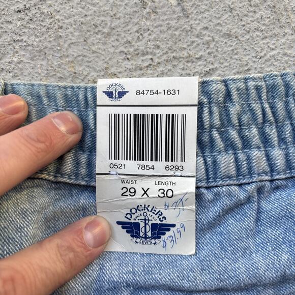 Deadstock 90s Dockers Jeans Mens 29x30 Pleated Denim Levis Cargo Tapered Vintage - Picture 8 of 11